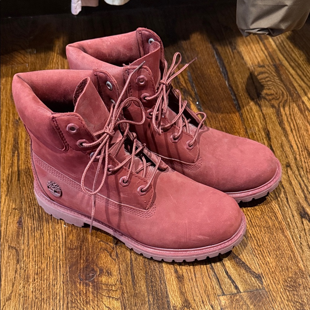 Timberland Women's Dark Red Combat Boots